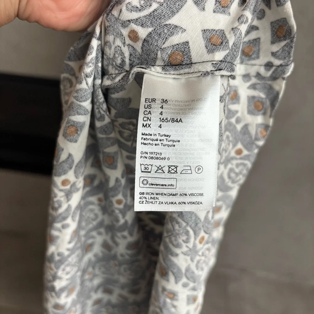 MANTSHO X H&M PATTERNED LINEN-BLEND MAXI DRESS, SIZE 4